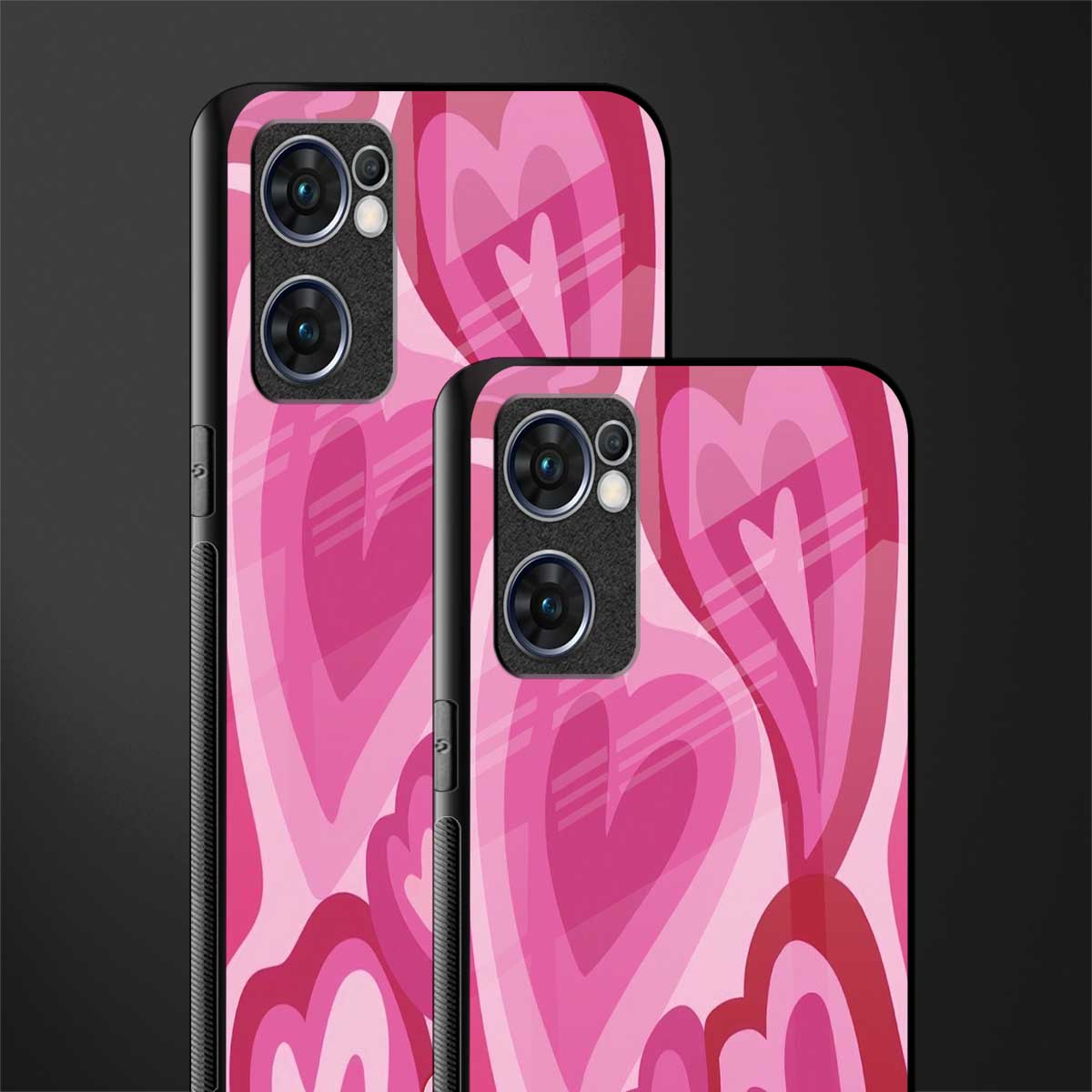 y2k pink hearts glass case for oppo reno7 5g image-2