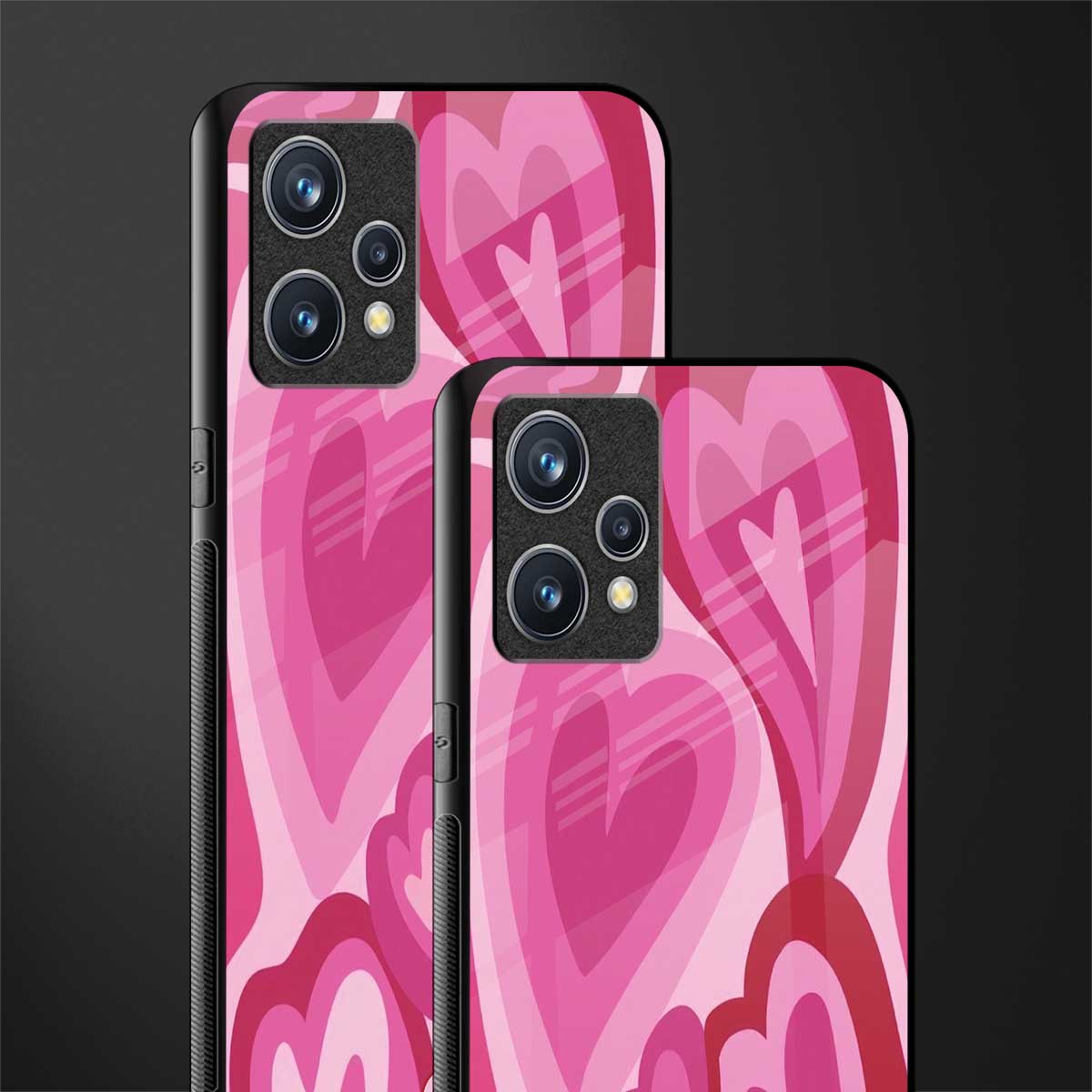 y2k pink hearts glass case for realme 9 pro plus 5g image-2