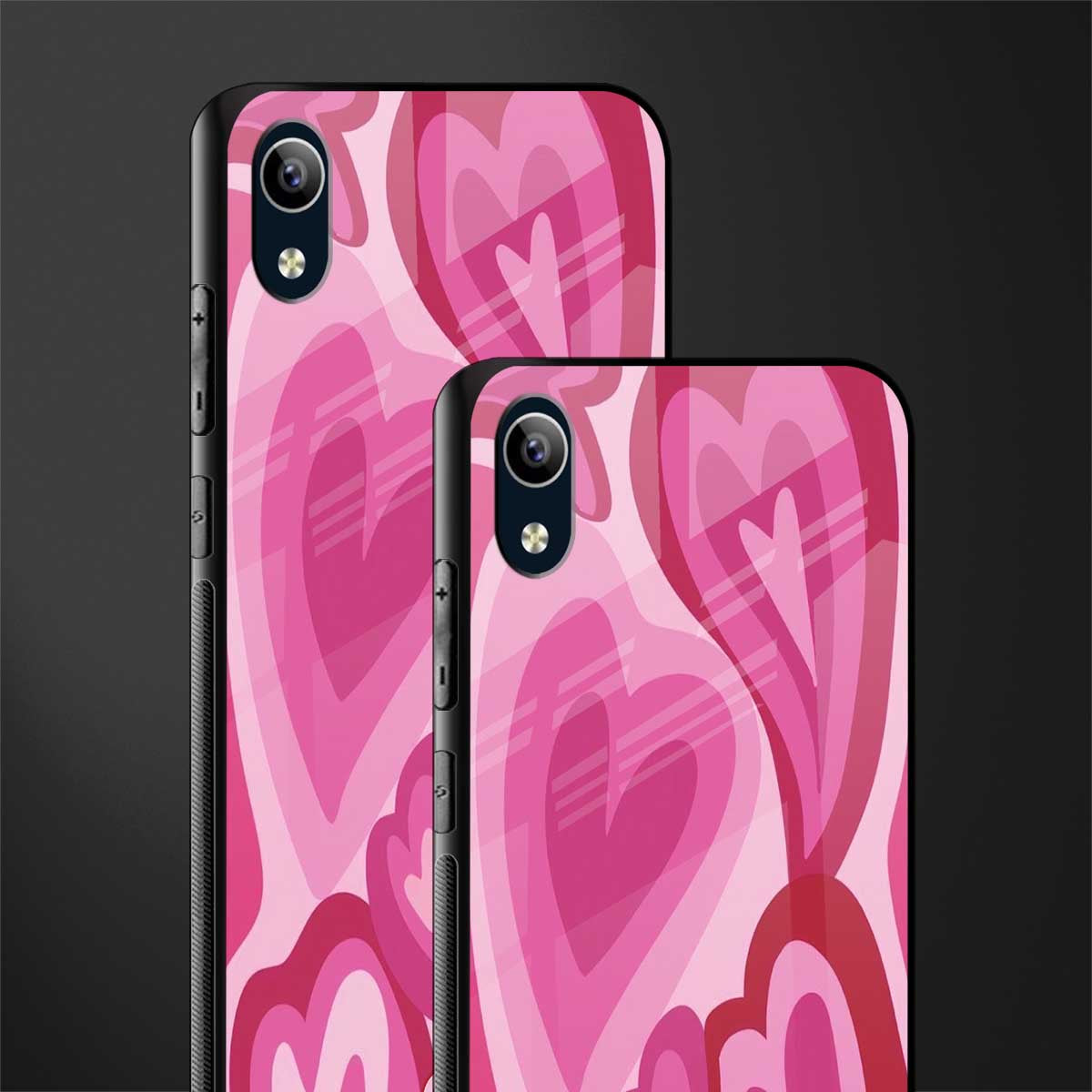 y2k pink hearts glass case for vivo y1s without fingerprint image-2