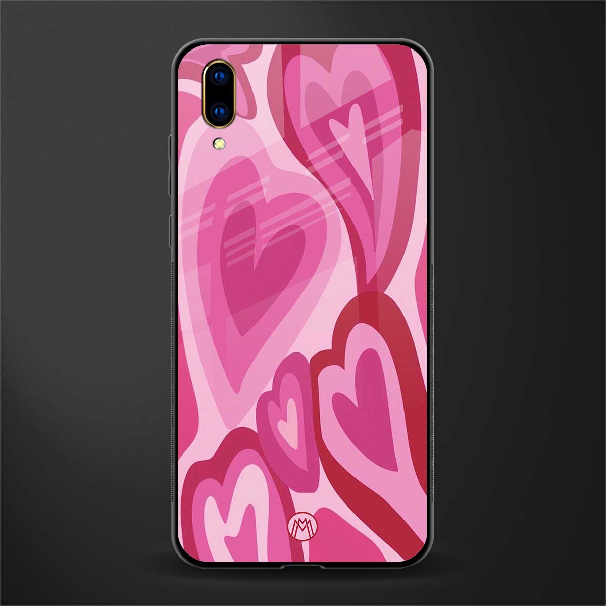 y2k pink hearts glass case for vivo v11 pro image
