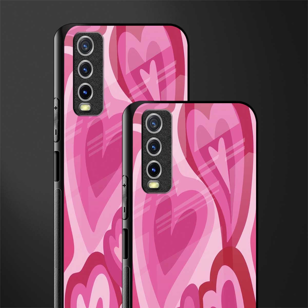 y2k pink hearts glass case for vivo y12g image-2