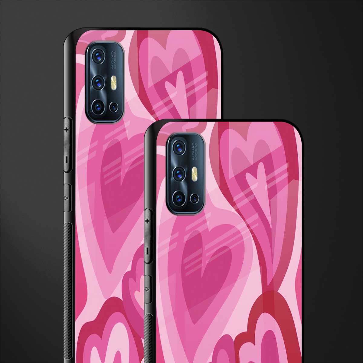 y2k pink hearts glass case for vivo v17 image-2