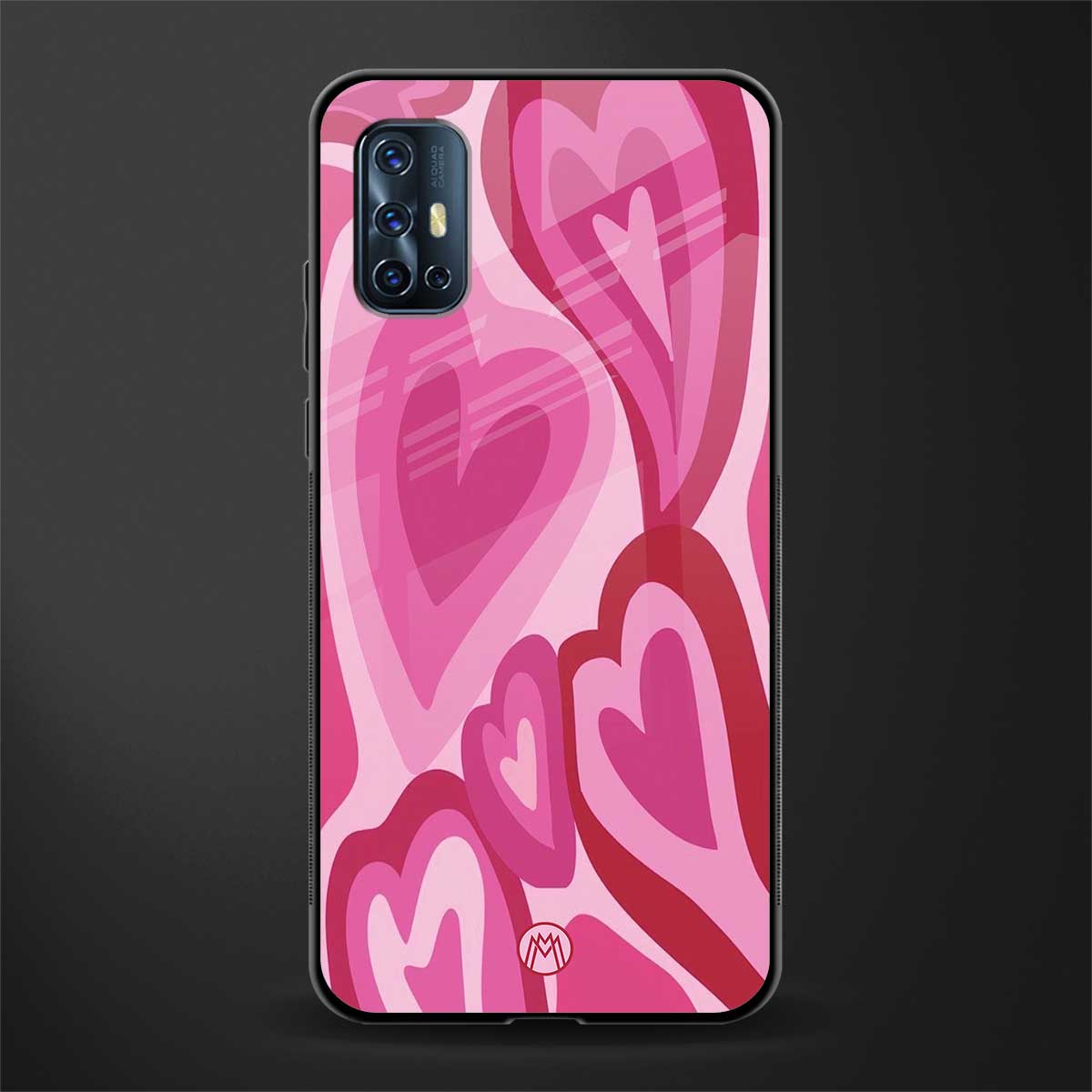 y2k pink hearts glass case for vivo v17 image