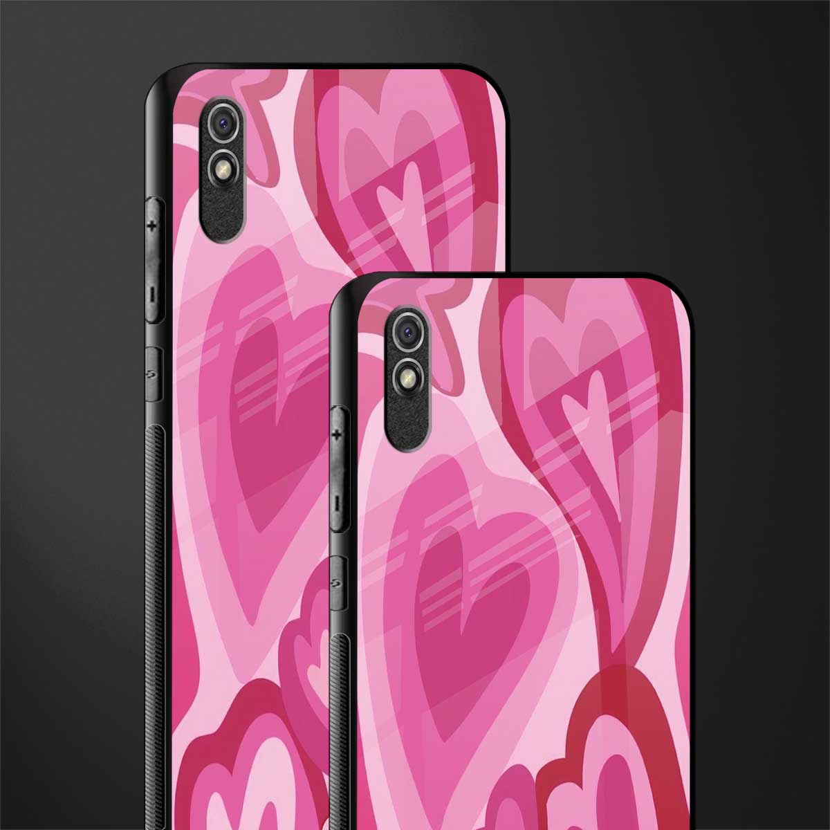 y2k pink hearts glass case for redmi 9a image-2