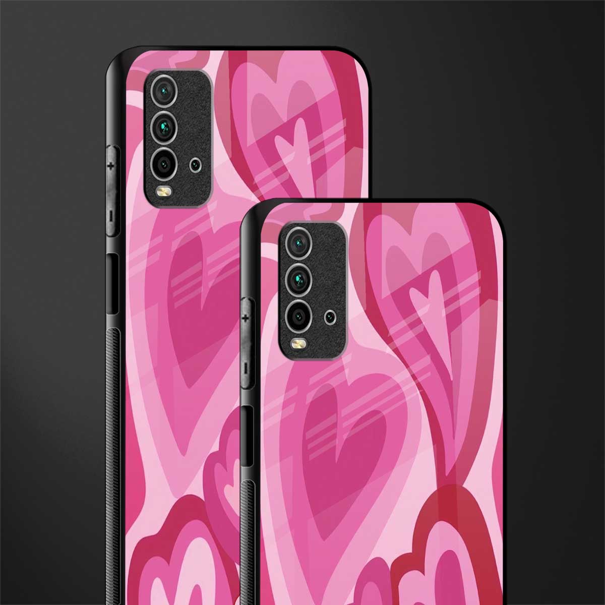 y2k pink hearts glass case for redmi 9 power image-2