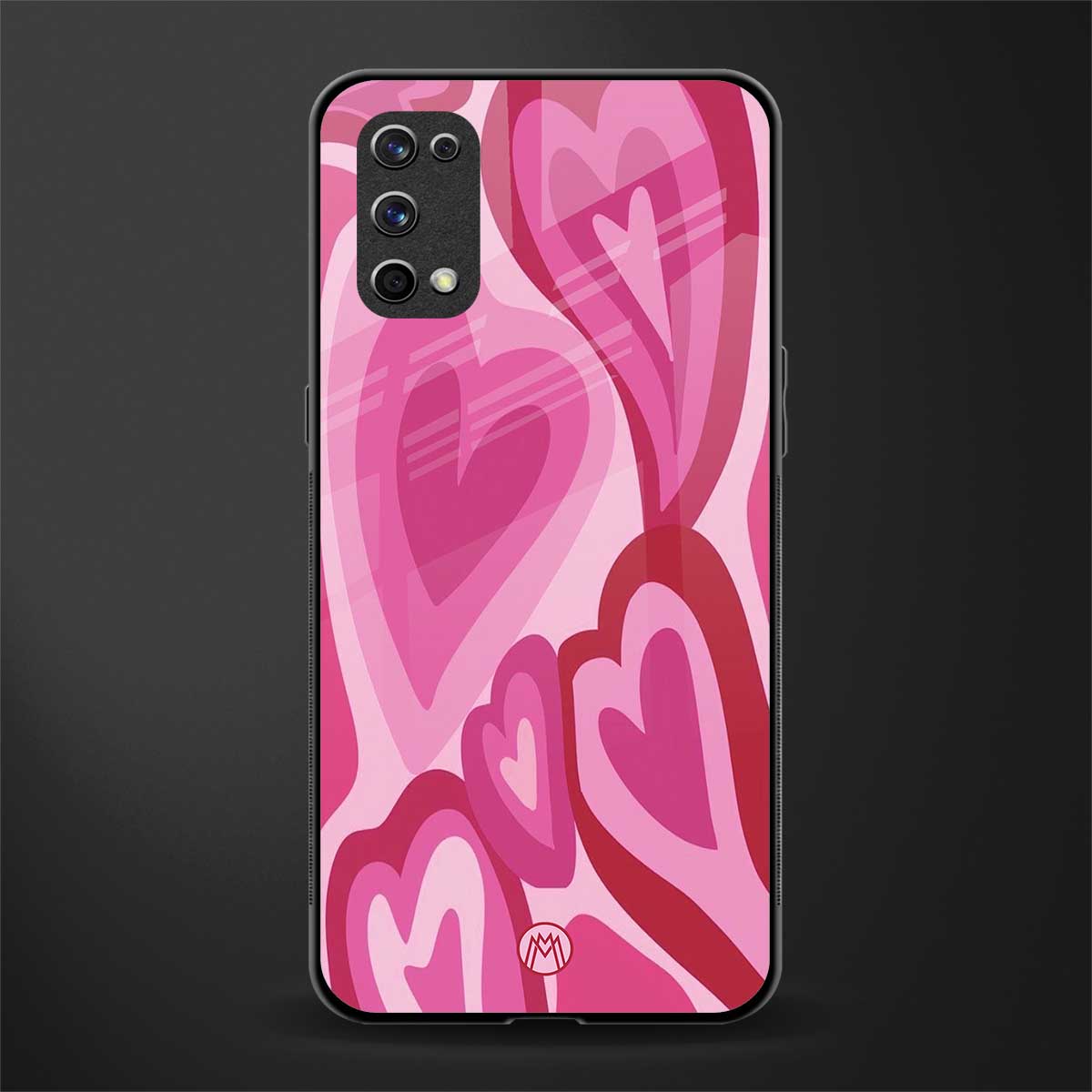 y2k pink hearts glass case for realme x7 pro image