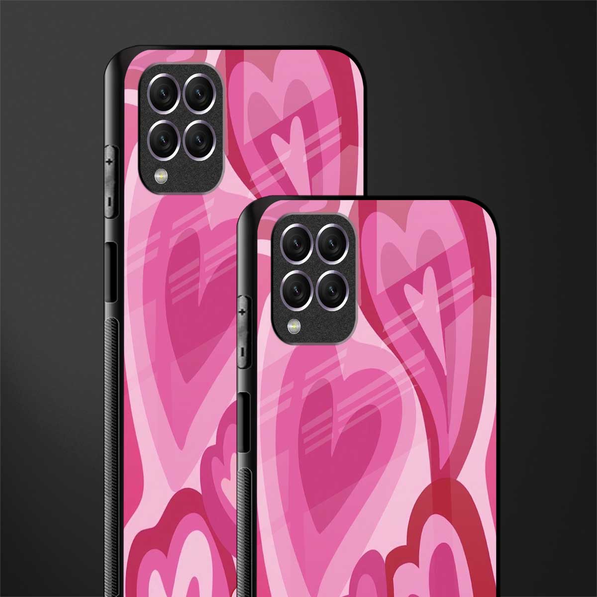 y2k pink hearts glass case for samsung galaxy f62 image-2