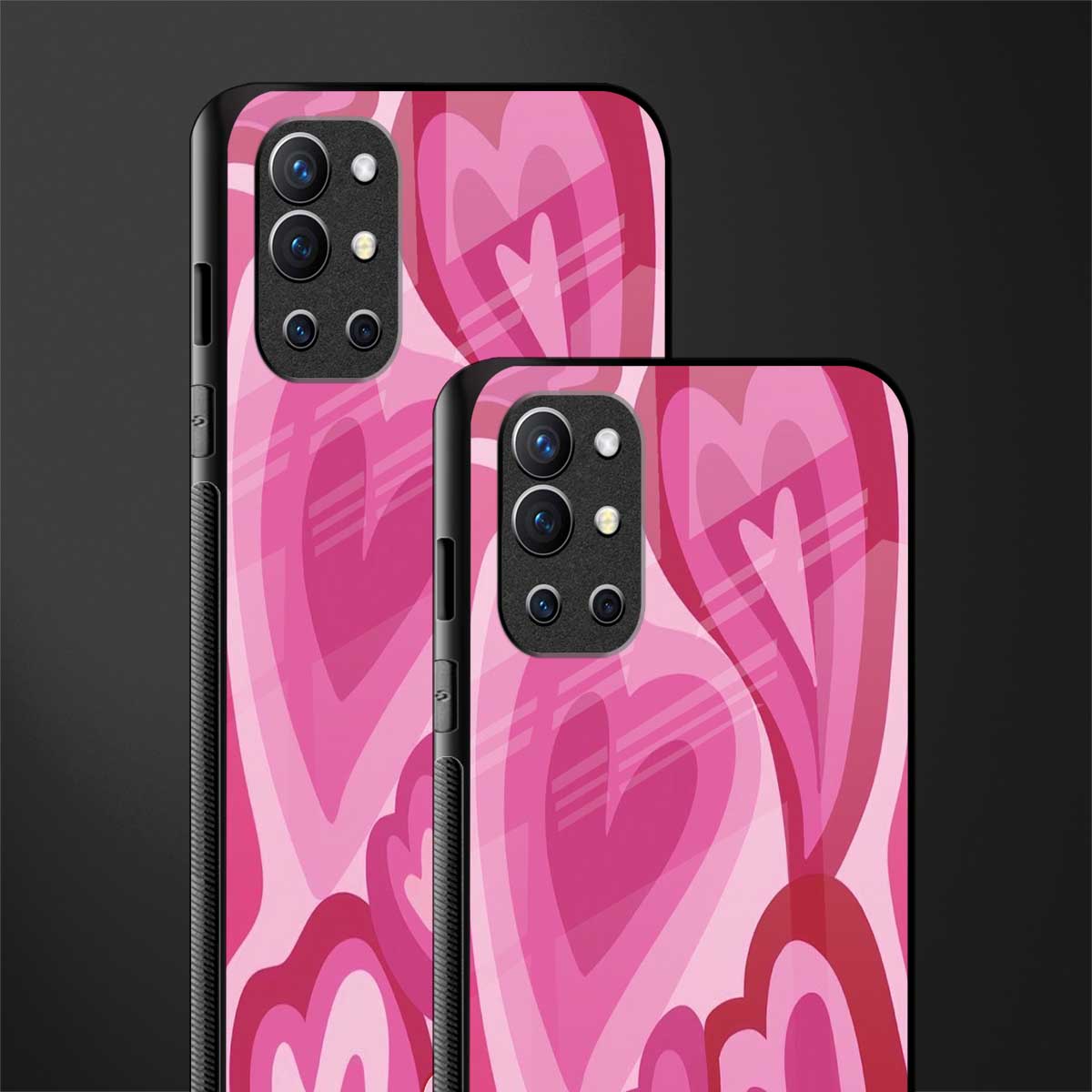 y2k pink hearts glass case for oneplus 9r image-2