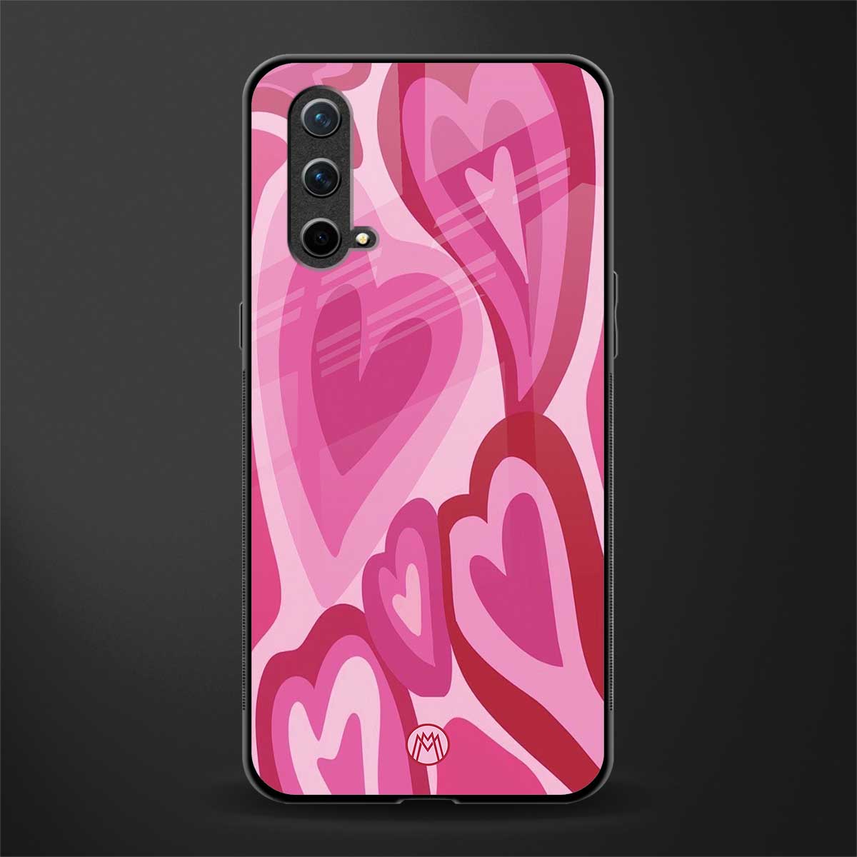 y2k pink hearts glass case for oneplus nord ce 5g image