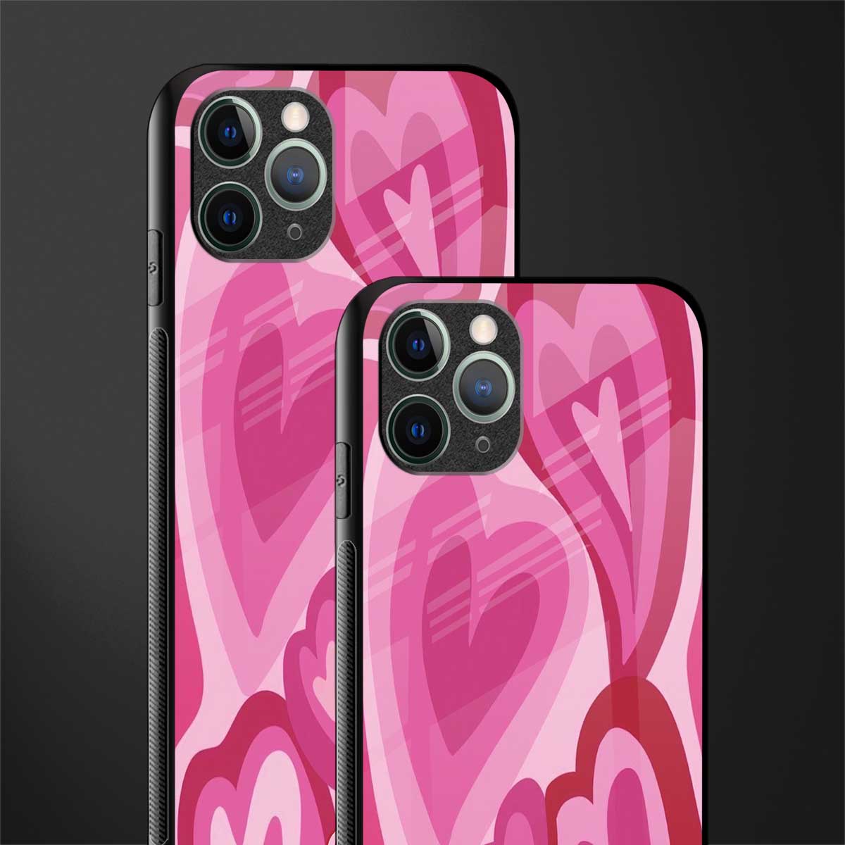 y2k pink hearts glass case for iphone 11 pro image-2