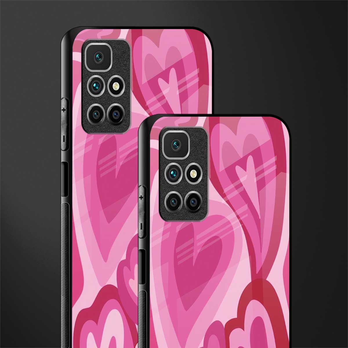 y2k pink hearts glass case for redmi 10 prime image-2