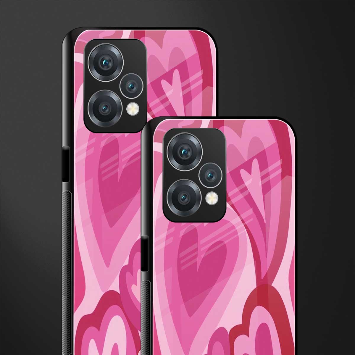 y2k pink hearts back phone cover | glass case for oneplus nord ce 2 lite 5g
