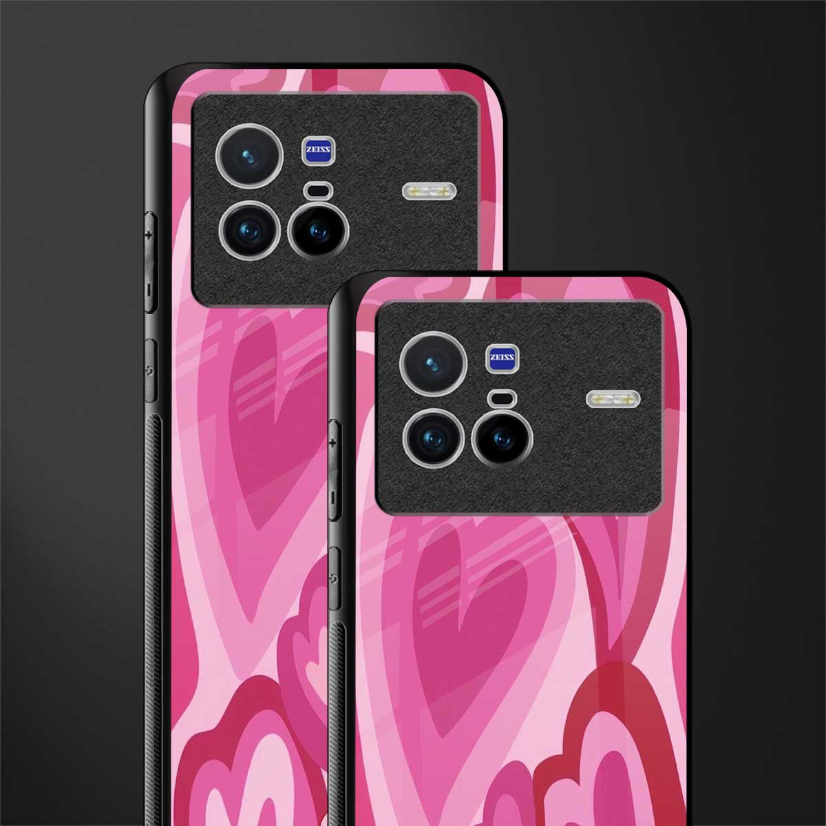 y2k pink hearts glass case for vivo x80 image-2