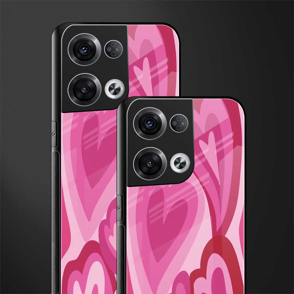 y2k pink hearts back phone cover | glass case for oppo reno 8