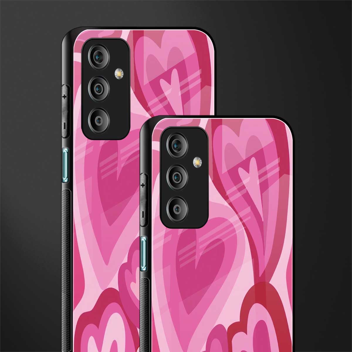 y2k pink hearts back phone cover | glass case for samsung galaxy f23 5g