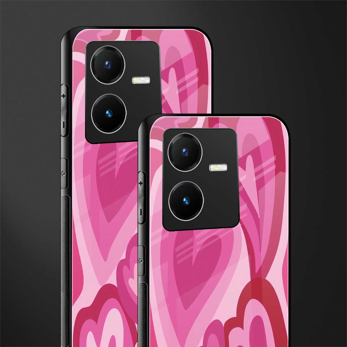 y2k pink hearts back phone cover | glass case for vivo y22