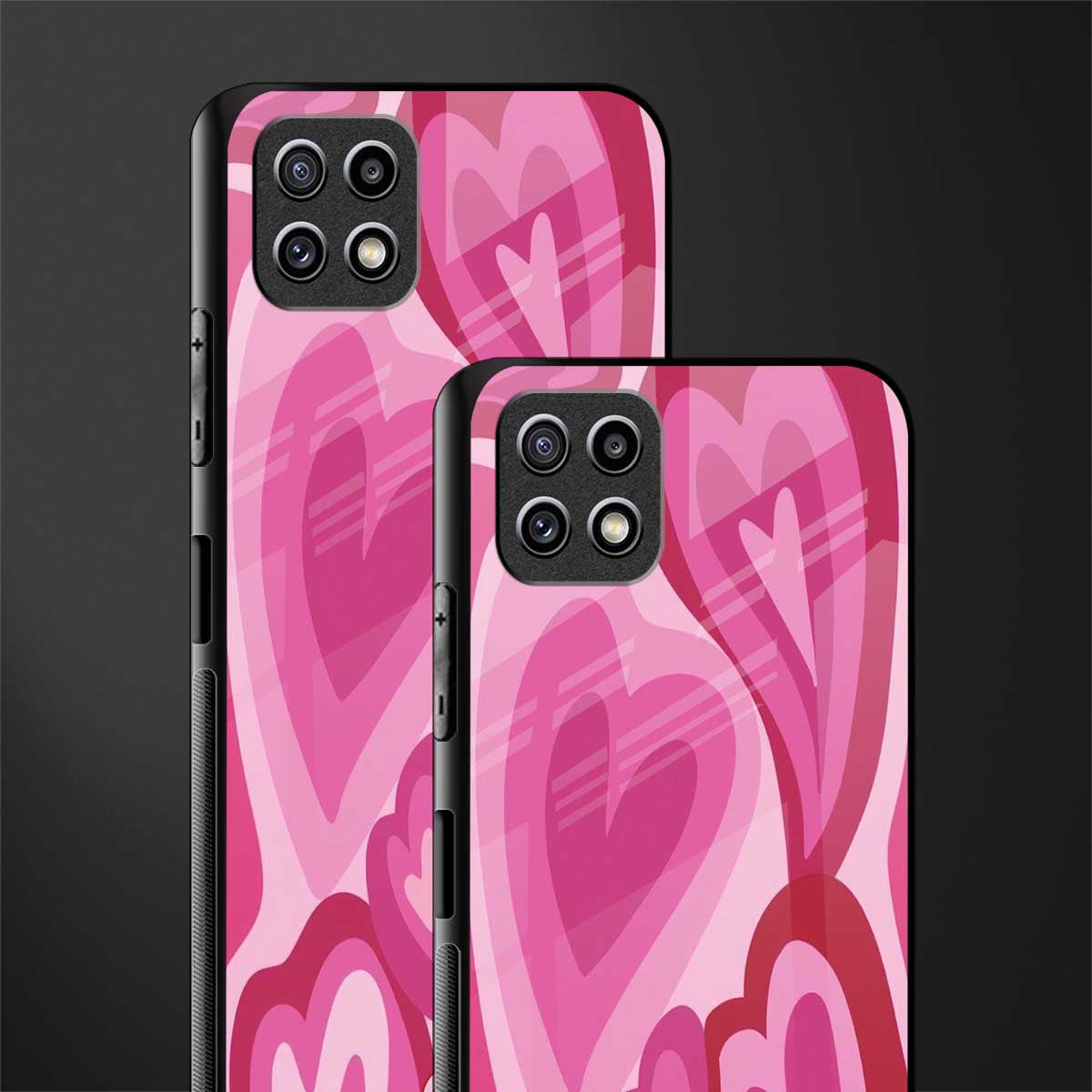 y2k pink hearts back phone cover | glass case for samsung galaxy f42
