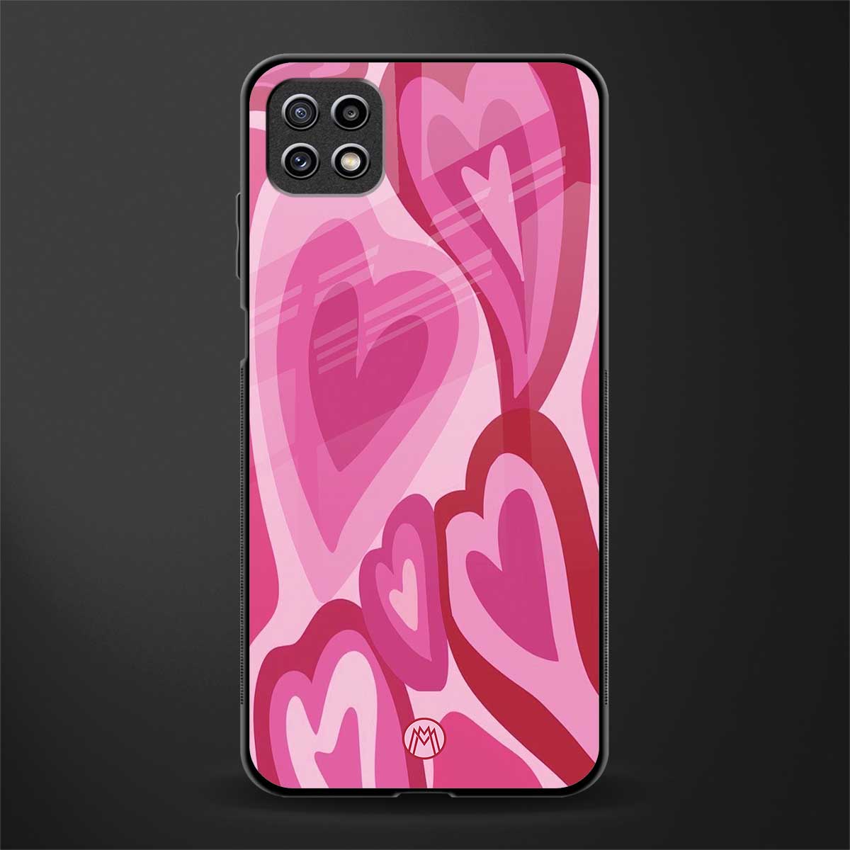 y2k pink hearts back phone cover | glass case for samsung galaxy f42