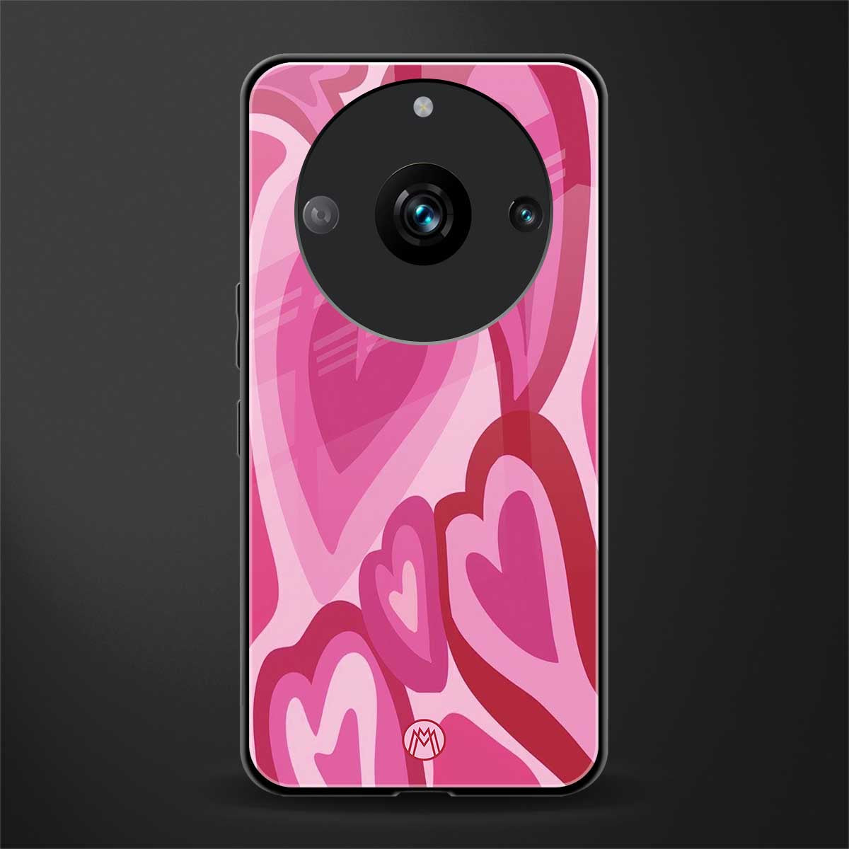 y2k pink hearts back phone cover | glass case for realme 11 pro 5g