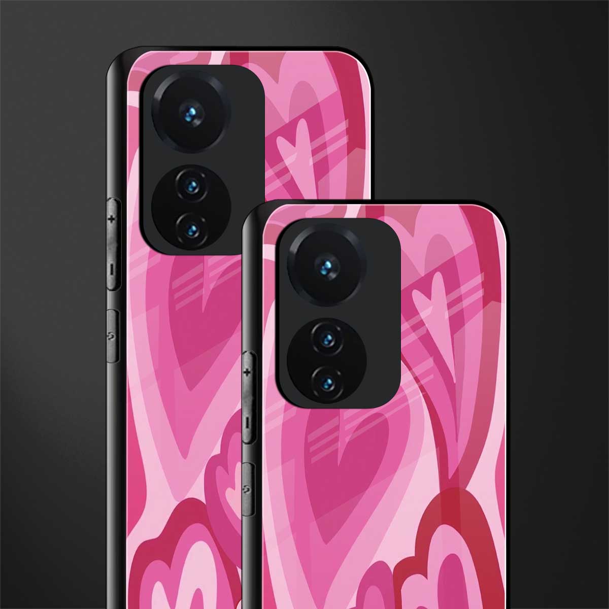 y2k pink hearts back phone cover | glass case for vivo t1 44w 4g