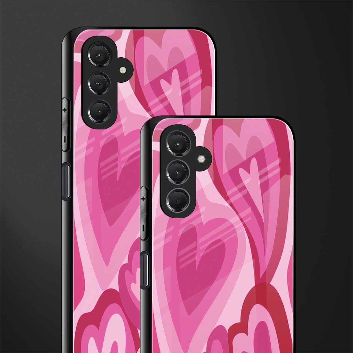 y2k pink hearts back phone cover | glass case for samsun galaxy a24 4g