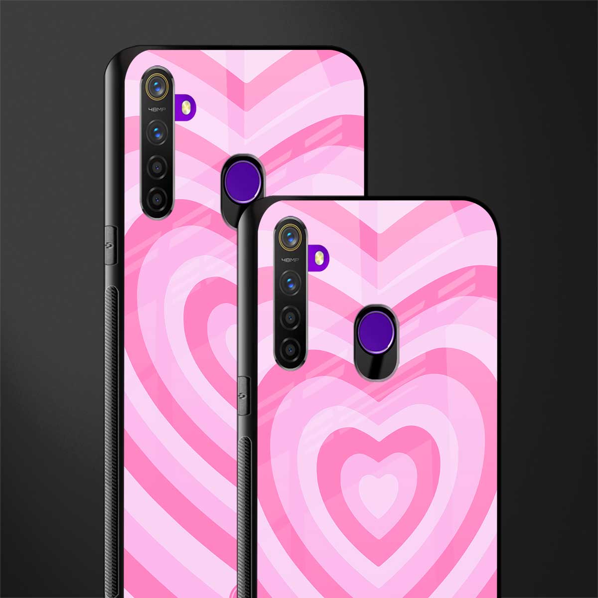 y2k pink hearts aesthetic glass case for realme 5s image-2