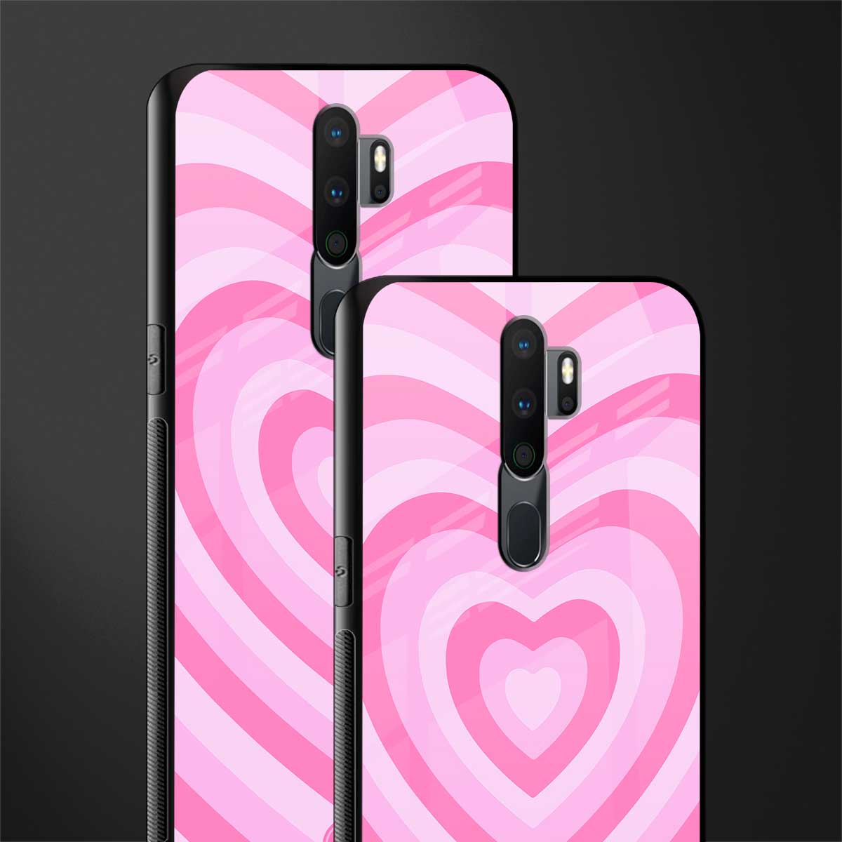 y2k pink hearts aesthetic glass case for oppo a9 2020 image-2