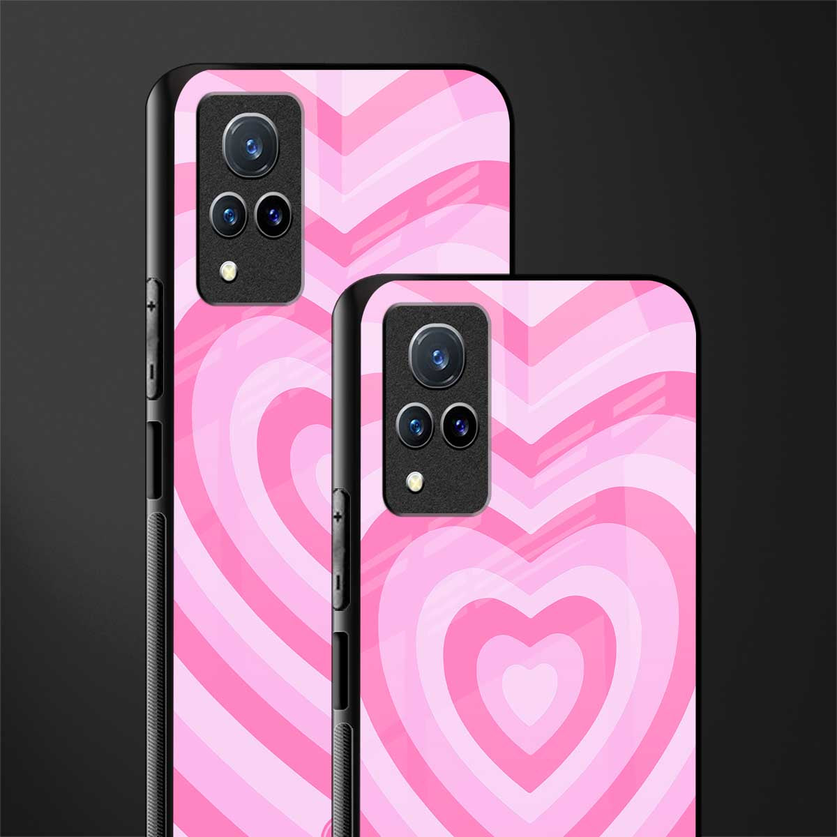 y2k pink hearts aesthetic glass case for vivo v21 5g image-2