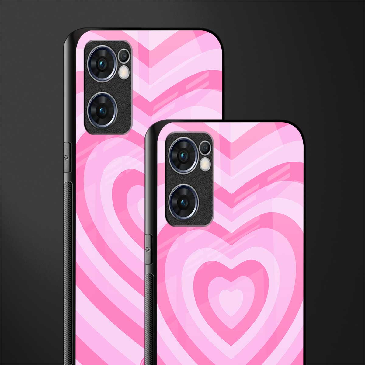 y2k pink hearts aesthetic glass case for oppo reno7 5g image-2