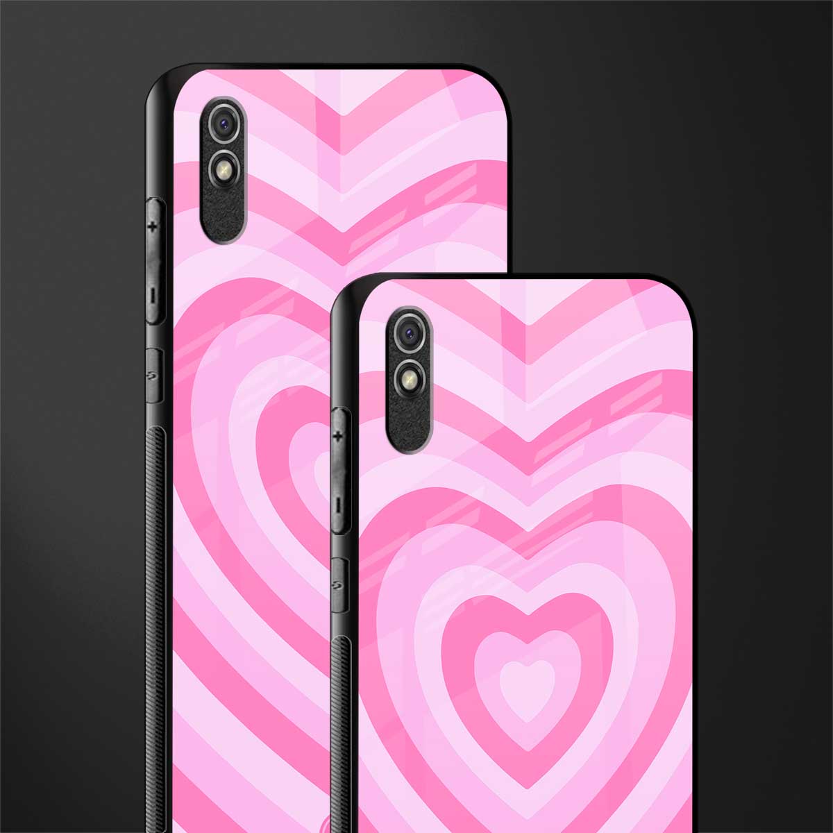 y2k pink hearts aesthetic glass case for redmi 9a image-2