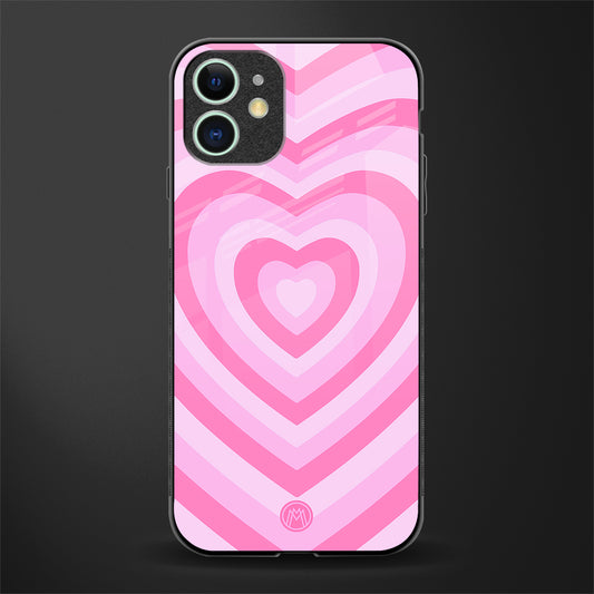 y2k pink hearts aesthetic glass case for iphone 11 image