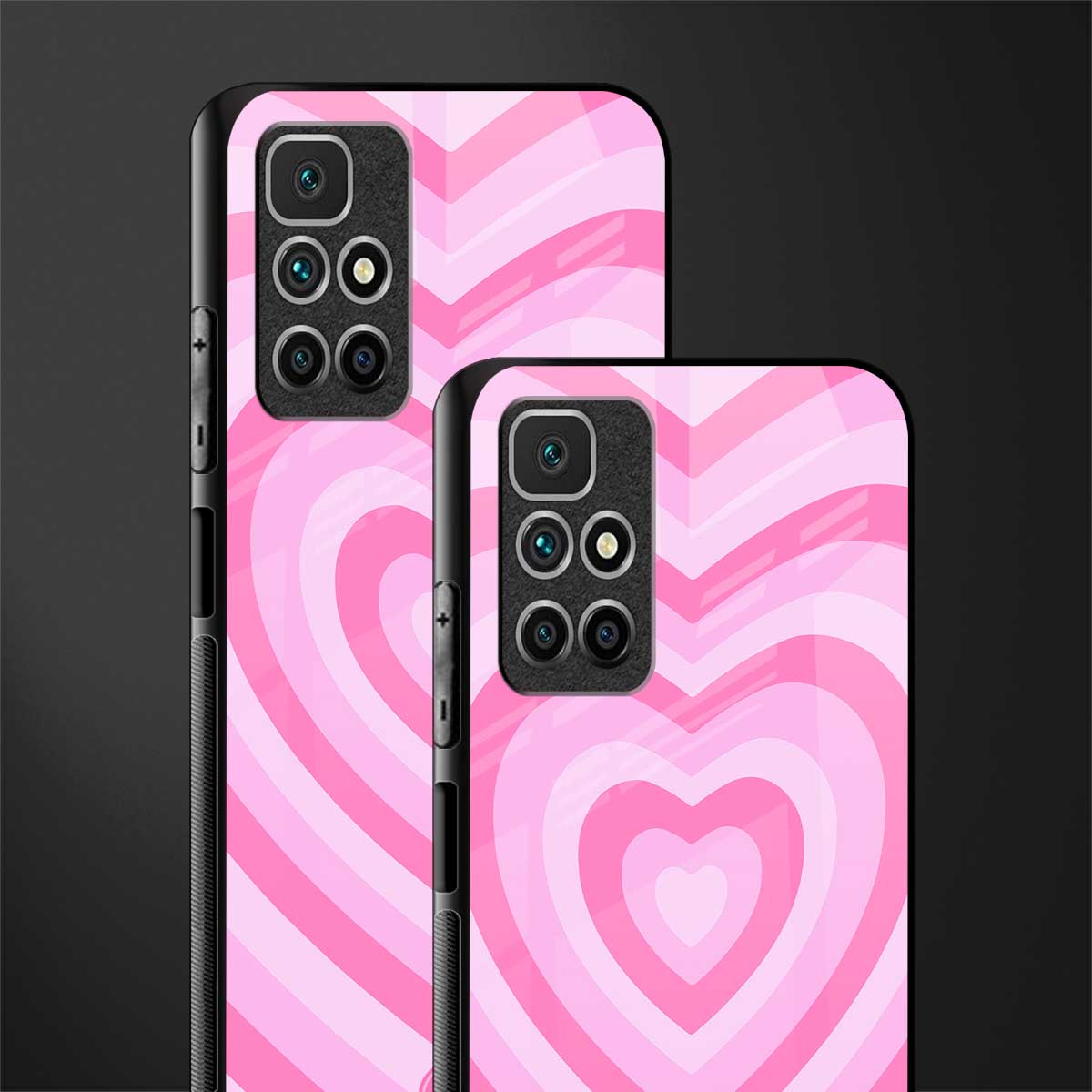 y2k pink hearts aesthetic glass case for redmi 10 prime image-2
