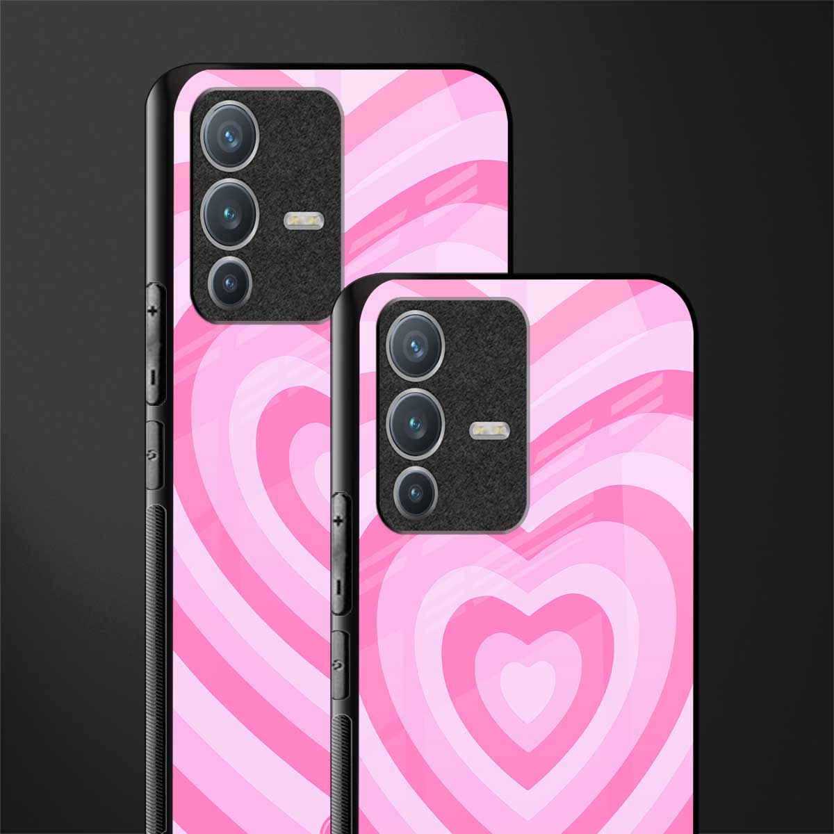 y2k pink hearts aesthetic glass case for vivo v23 pro 5g image-2