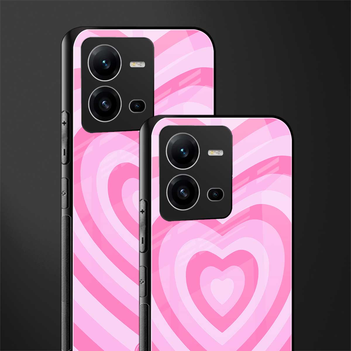 y2k pink hearts aesthetic back phone cover | glass case for vivo v25-5g