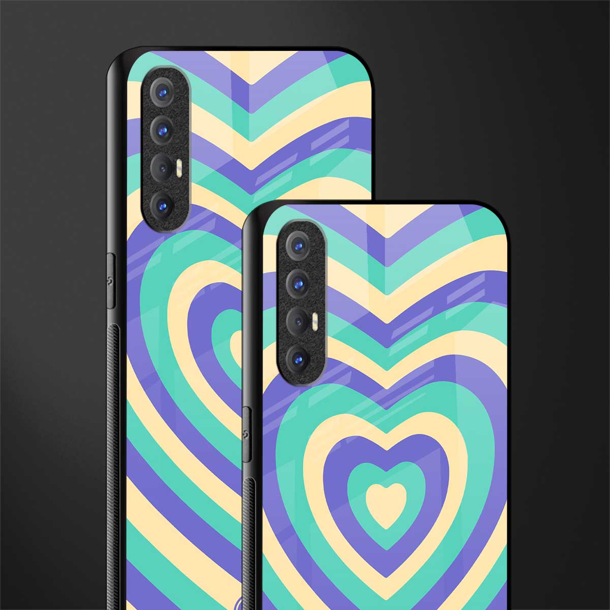 y2k purple creams heart aesthetic glass case for oppo reno 3 pro image-2