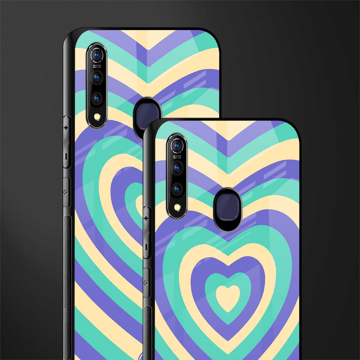 y2k purple creams heart aesthetic glass case for vivo z1 pro image-2