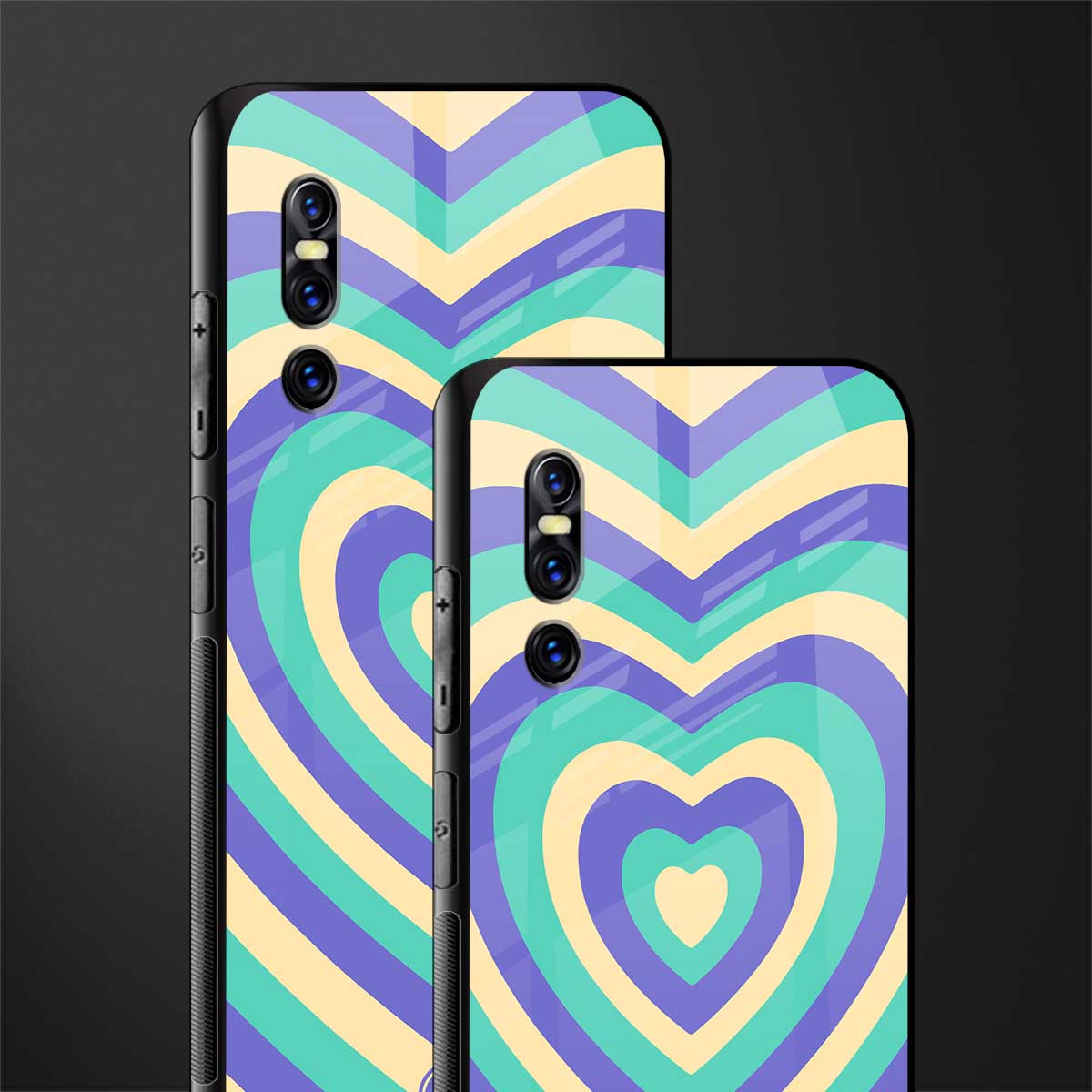 y2k purple creams heart aesthetic glass case for vivo v15 pro image-2