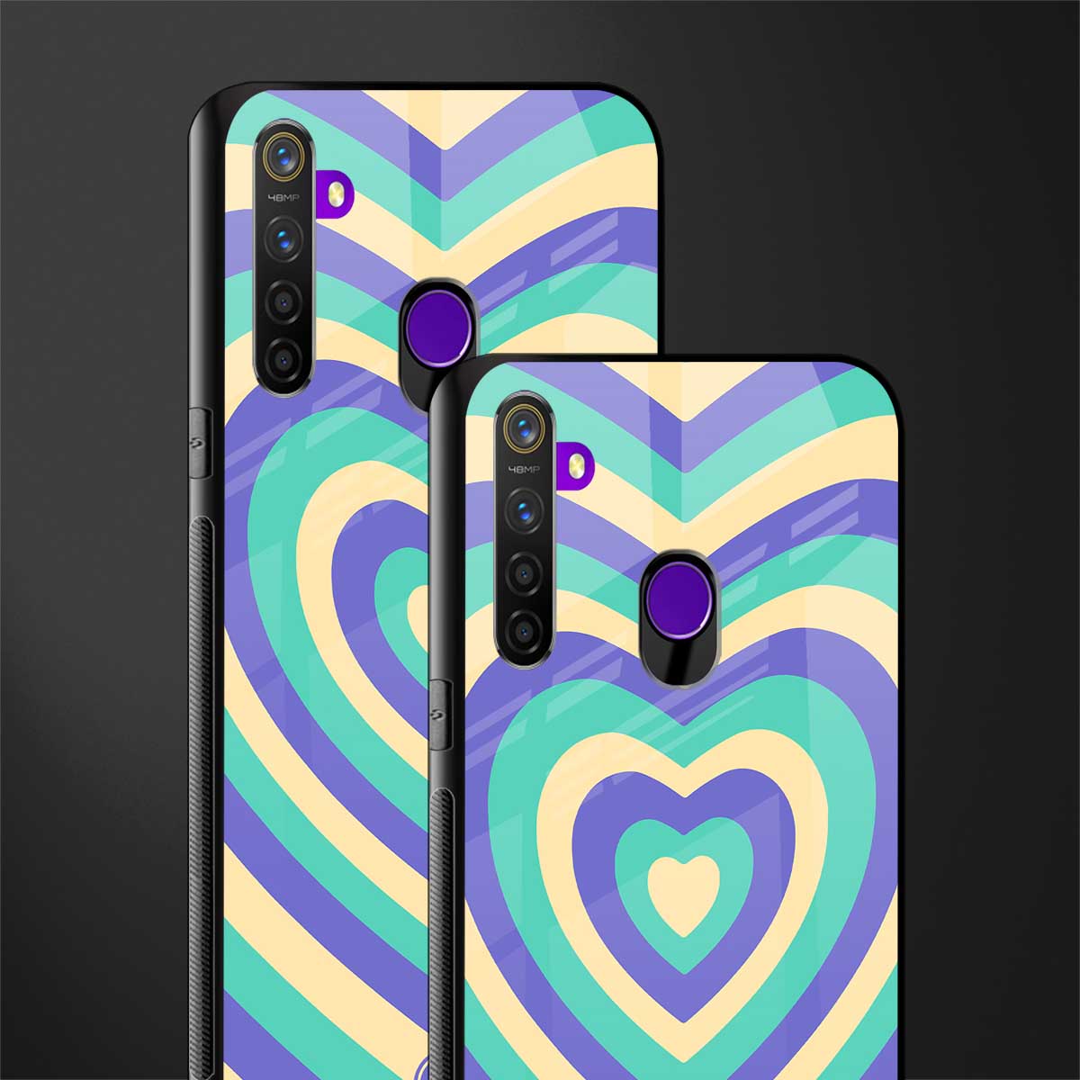 y2k purple creams heart aesthetic glass case for realme 5s image-2