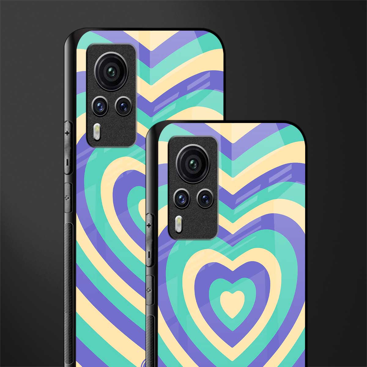 y2k purple creams heart aesthetic glass case for vivo x60 pro image-2