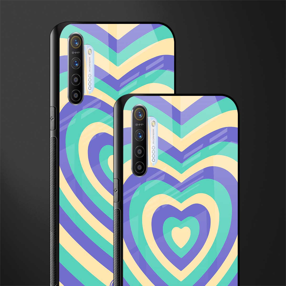 y2k purple creams heart aesthetic glass case for realme x2 image-2