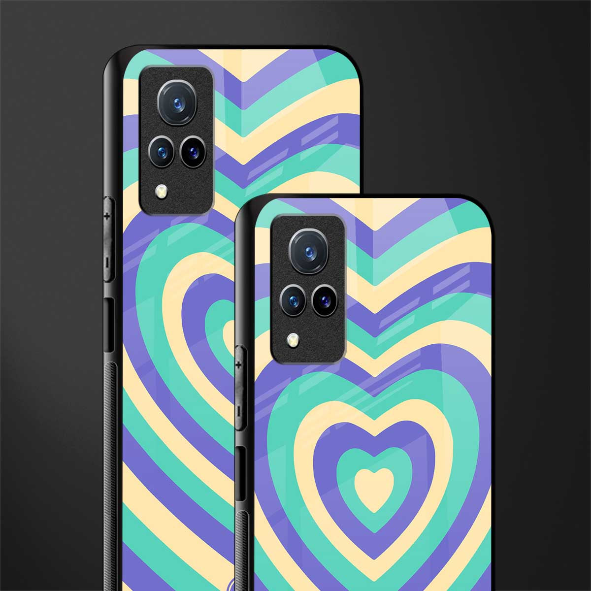 y2k purple creams heart aesthetic glass case for vivo v21 5g image-2