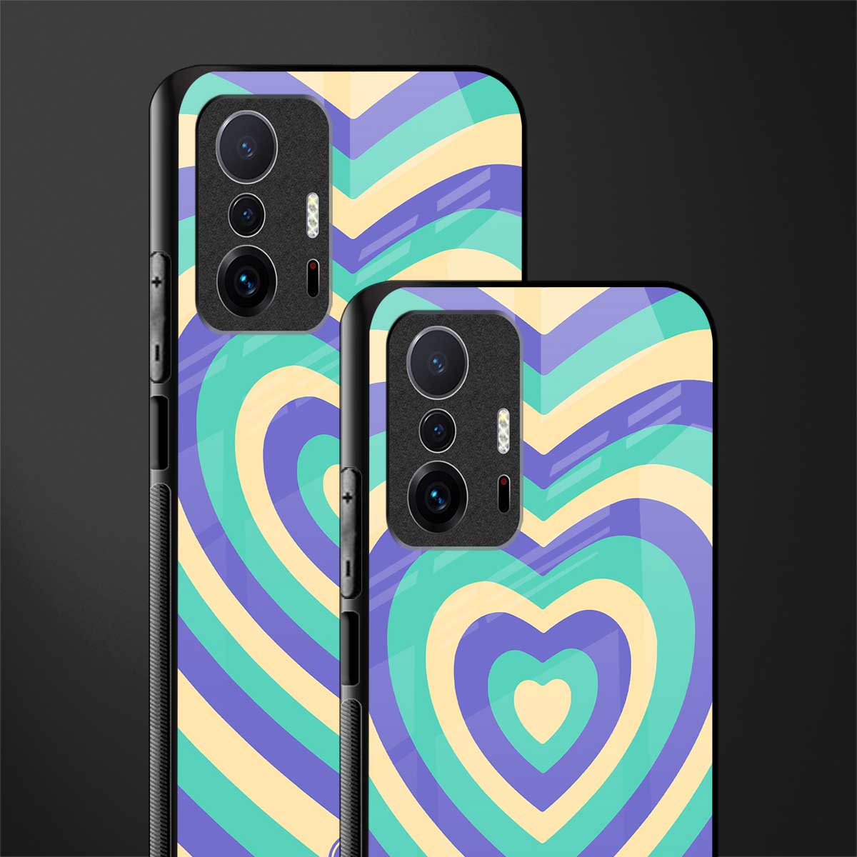 y2k purple creams heart aesthetic glass case for mi 11t pro 5g image-2