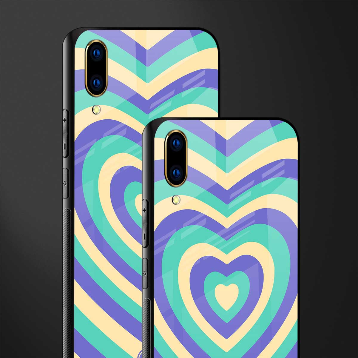 y2k purple creams heart aesthetic glass case for vivo v11 pro image-2