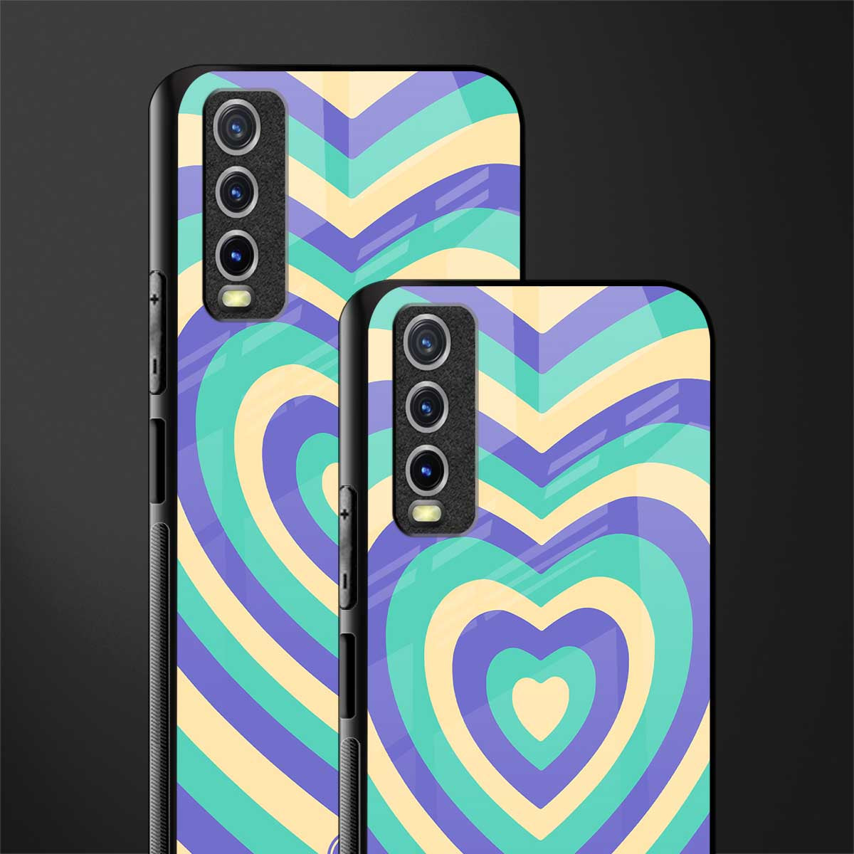 y2k purple creams heart aesthetic glass case for vivo y12s image-2