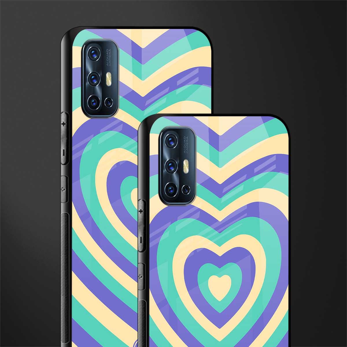 y2k purple creams heart aesthetic glass case for vivo v17 image-2