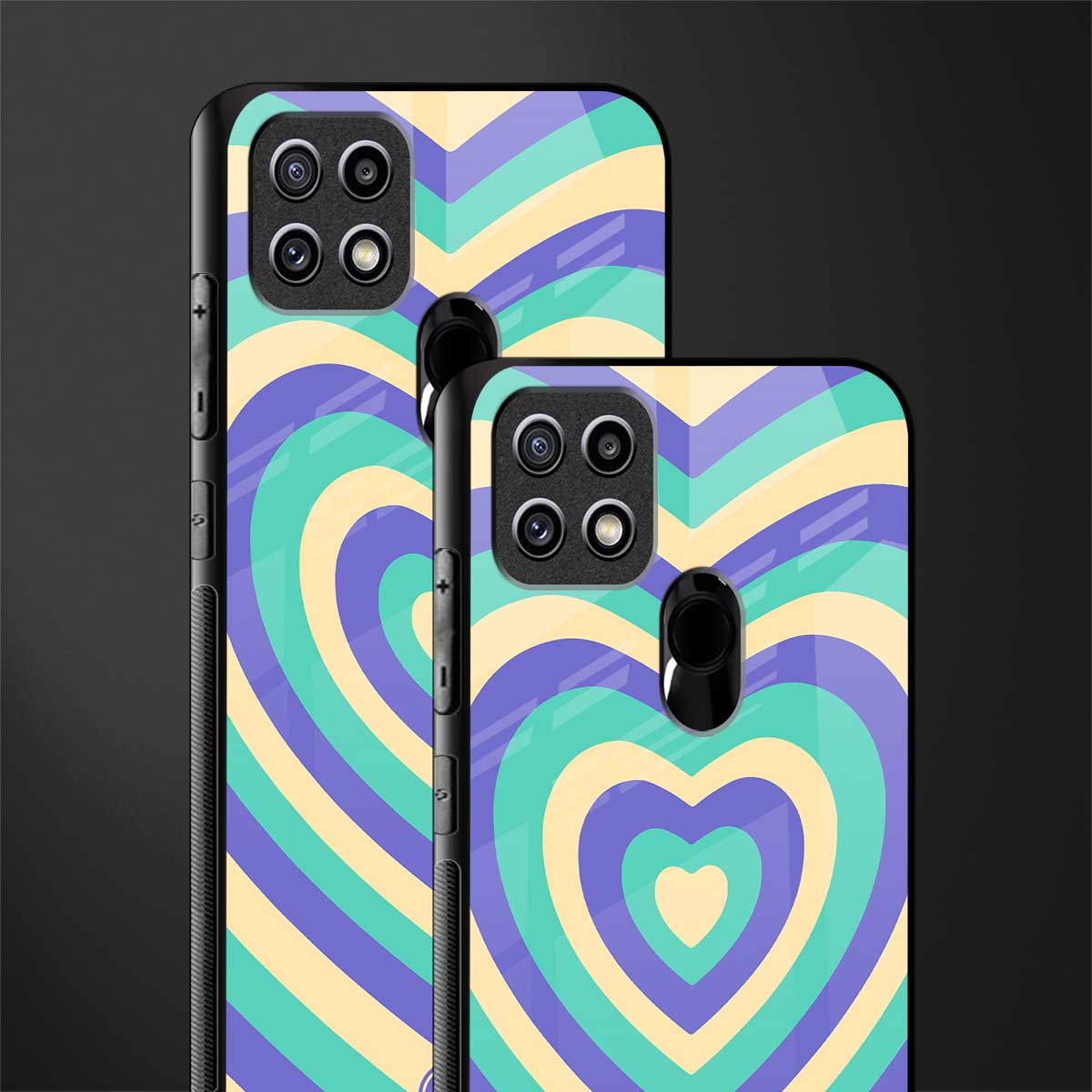 y2k purple creams heart aesthetic glass case for oppo a15s image-2