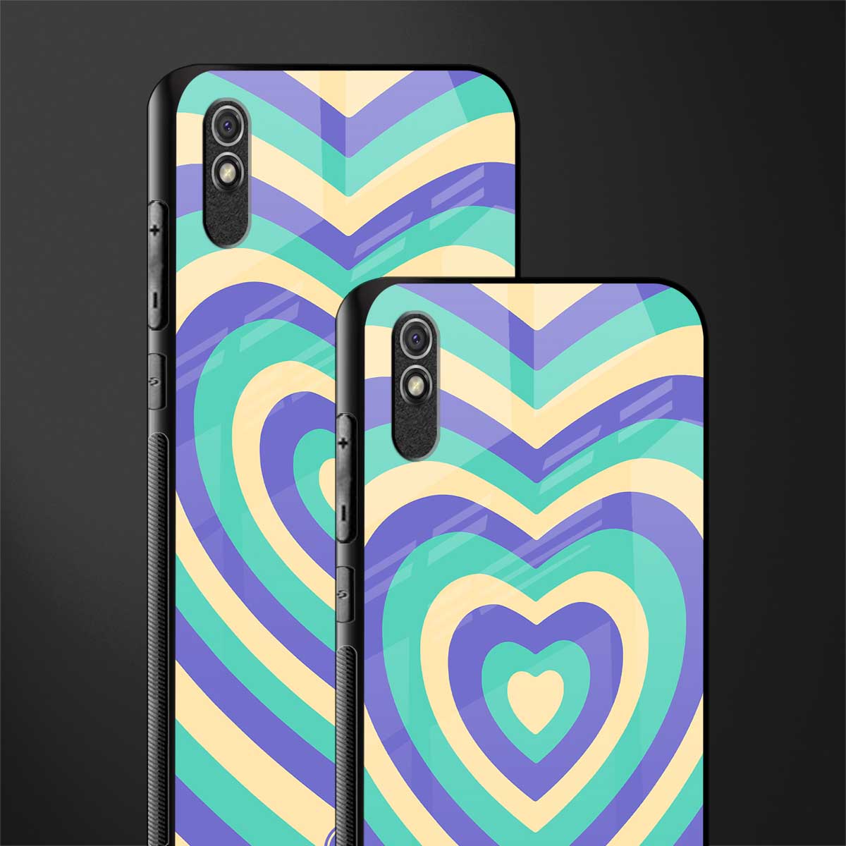 y2k purple creams heart aesthetic glass case for redmi 9a image-2