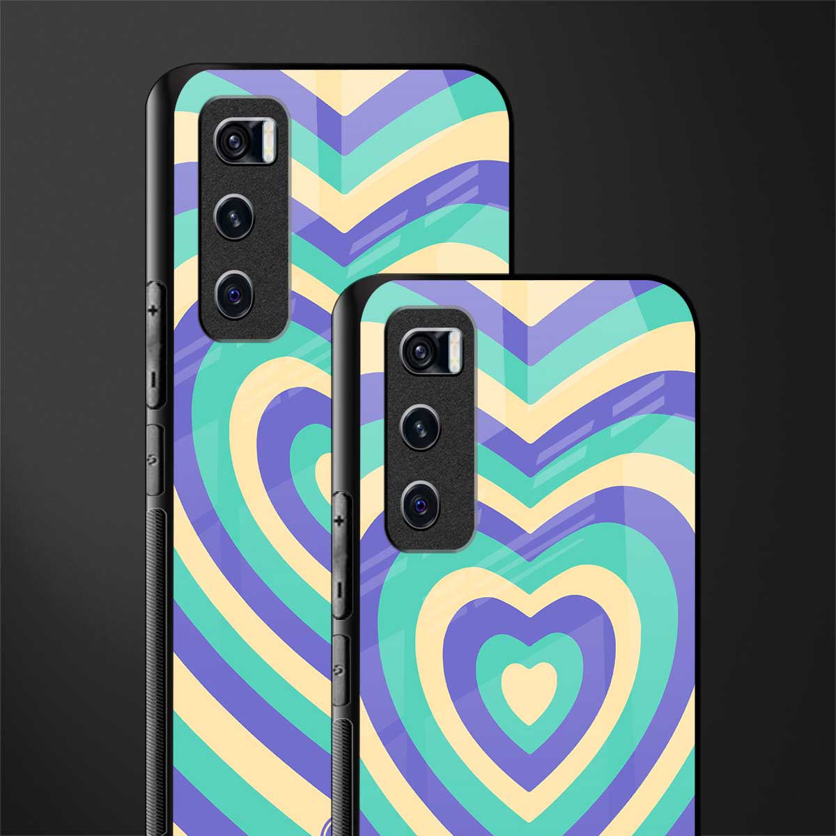 y2k purple creams heart aesthetic glass case for vivo v20 se image-2
