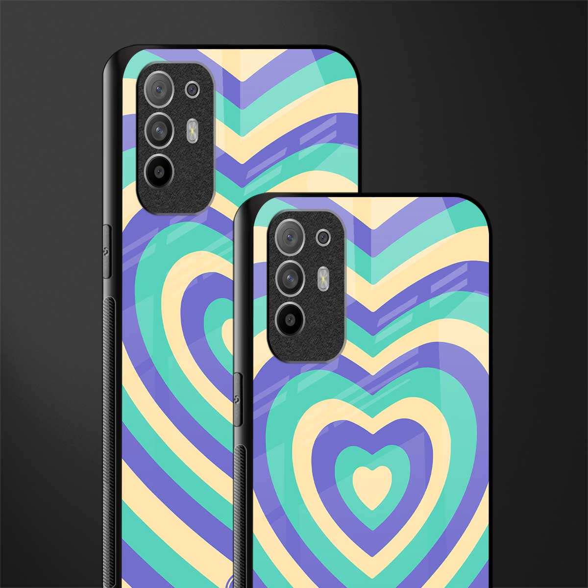 y2k purple creams heart aesthetic glass case for oppo f19 pro plus image-2