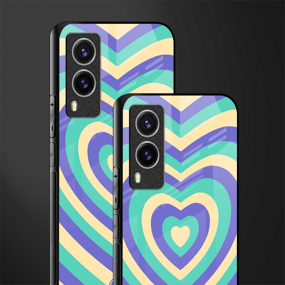 y2k purple creams heart aesthetic glass case for vivo v21e 5g image-2